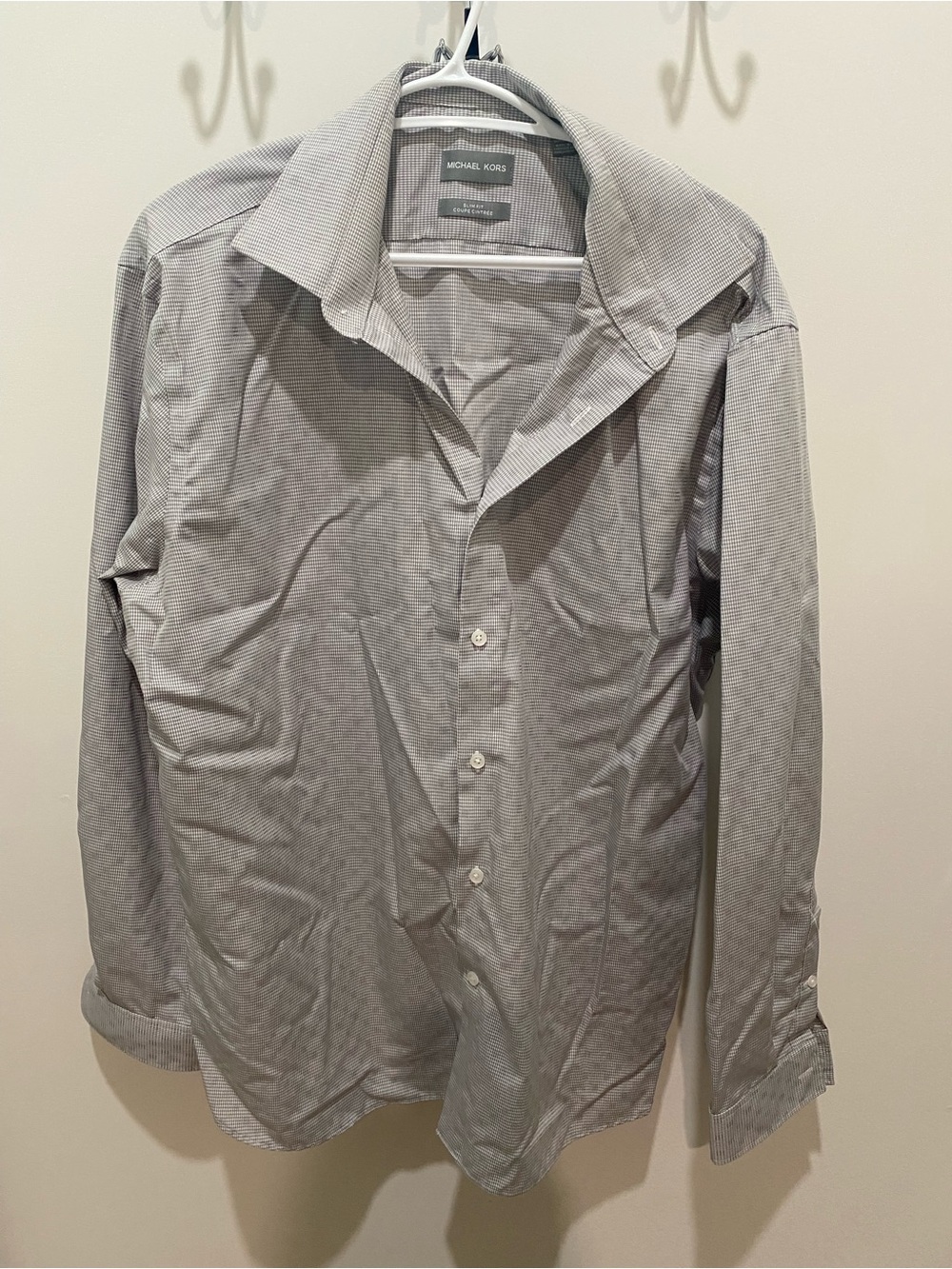 Michael Kors Men's Light Gray Pinstripe Dress Shirt